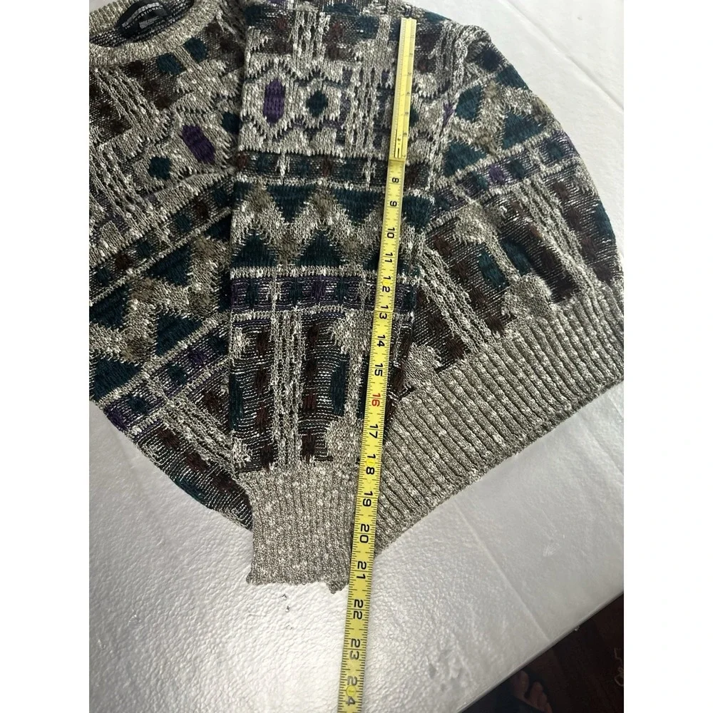 VTG Expressions International Sweater Mens Large Coogi Style Geometric Knit Kor